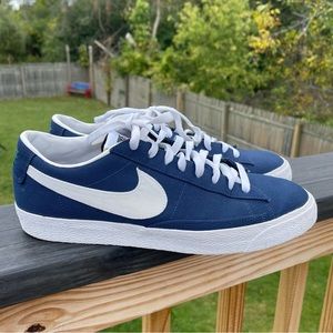 Nike Blazer Low Shoes Mens 12 Blue White Canvas Lace Up Sneakers